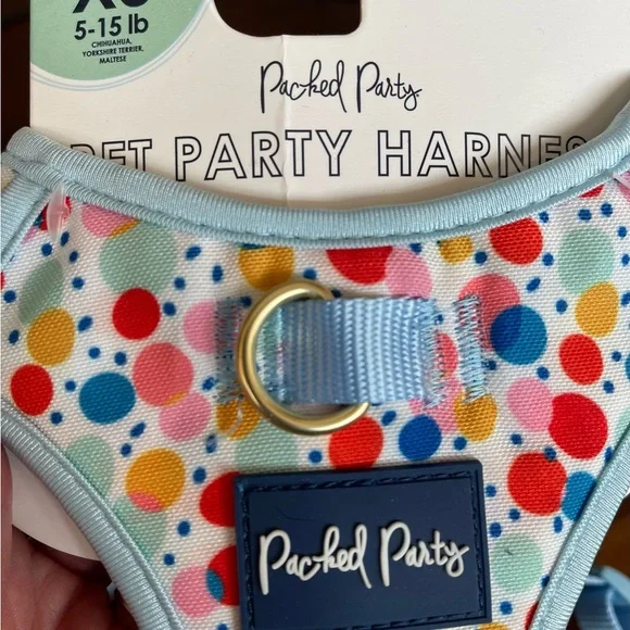 Packed Party Red and Blue Dog Harness and Leash Set - Picture 2 of 5